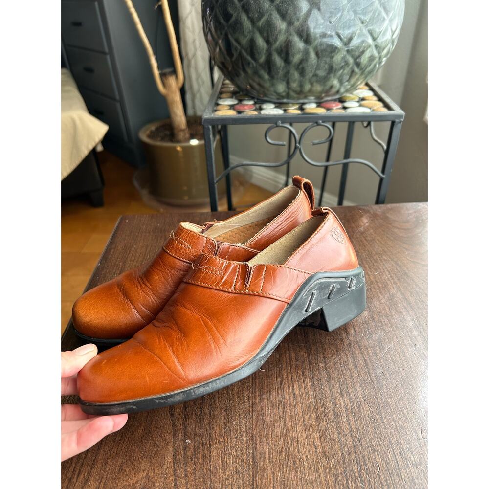 Women’s Ariat Paddock Brown Leather Comfort Clog Western Ankle Boots 6 B - Picture 6 of 10